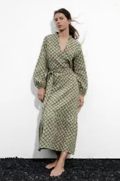 캐주얼 드레스 2023 여름 수출 유럽과 미국 여성 복장 느슨한 얇은 기하학적 패턴 인쇄