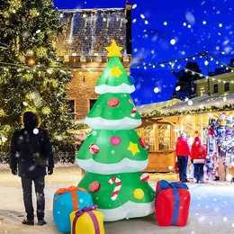 6 قدم شجرة عيد الميلاد قابلة للنفخ مع صناديق هدايا مصابيح LED تفجر زخرفة الفناء