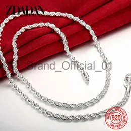 Zdadan 925 Sterling Silver 4mm Necklace Twist Necklace for Womens Men Fashion Jewelry Party Gift x0810