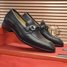 Design Dress Shoes fashion Men Black Genuine Leather Pointed Toe Mens Business Oxfords gentlemen travel walk casual comfort
