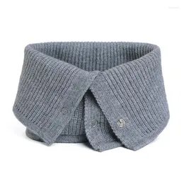 Bandanas Winter Knitted Scarf For Men Women Ring Warm Collar Button Design Neck Warmer Snood Face Cover Ski Outdoor Equipment