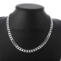 Men's 925 Sterling Silver Necklace 2/4/6/8/10/12MM 40-75cm Face Chain Necklace Lobster Clasp Men And Women Engagement Jewelry x0810