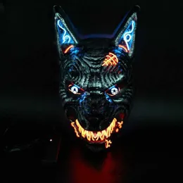 Wolf Mask Scary Animal LED LED Maska dla mężczyzn Festiwal Festiwal Cosplay Halloweenowe kostiumy maskarady karnawał HKD230810