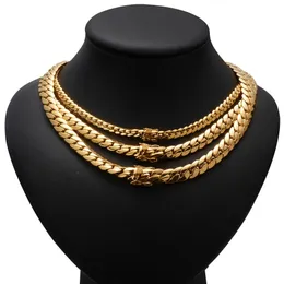 18K Gold Cuban Link Smycken Set mässingstankkedjan halsband armband choker benkedjor för män kvinnor hip hop accessoarer leverantörer 6mm 8,8 mm 9,6mm