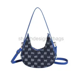 Single Crossbody Bag For Women Denim Blue Large Capacity Canvas Fashionabla och mångsidiga bärbara Casual Underarm WomenStylishDesignerbags