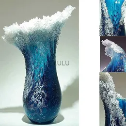새로운 도착 Sea Ocean Wave Vase Handmade Resin Art Flower Pot Ornament Modern Desktop 거실 창조적 인 가정 장식 HKD230810