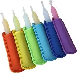 Färgade neopren Popsicle Holder Bags Popsicle Sleeves Ice Pop ärmar Återanvändbara isfrysskyddsskydd för barn 14 färger AU10