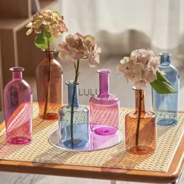 1pc Modern Decorative Bud Vase Flower Vases Nordic Vase Office Bedroom Bottle Vase Candlestick Holder Glass Vase for Home Decor HKD230810