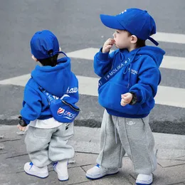 Hoodies Sweatshirts 2-11Y Blue Hoodies for Teens BABY Boys Hoodies Outfits Clothes Wool Fleece Girls Sport Sweatshirts Hoodie Winter Thick Warm Coat 230809