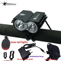 Bike Lights Powerful led lamp X2 XM-L T6 LED Rechargeable Waterproof 5000 lumen light Black Bicycle Mountain Bike Light+Tail Light+Charger B HKD230810