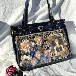 Kvällspåsar haex lolita kvinnors väska trend subkultur patent läder ita kvinnlig mode diy hajuku estetik tote bolso mujer 230810