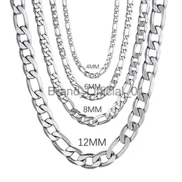 الرجال 925 الفضة الاسترليني 4 مم/6 مم/8 مم/12 مم قلادة سلسلة كوبية كبح 16-30 بوصة للرجل أزياء المجوهرات قلادة عالية x0810