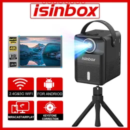 Projectors Isinbox x8 Mini Portable Projector med skärmar Android 5G WiFi Homeater Cinema Projector Support 1080p Video LED Projectors 230809