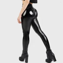 Women's Leggings Faux Splice Leather For Women High Waist BuPush Up PU Pants Stretch Tights Elastic Shaping Hip Yoga