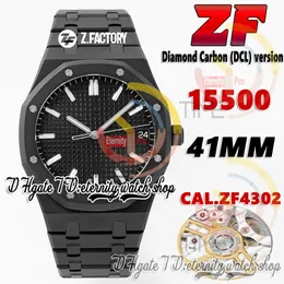 ZF V2 ZFF15500 MENS WATCH CAL.4302 A4302 Automatyczne ultra cienkie 10,4 mm DLC powlekane obudowa Czarna Tekstura SS Bransoletka ze stali nierdzewnej Super Wersja Eternity Watches