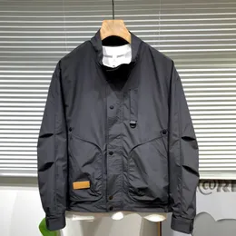 Herrjackor lastbomber för män streetwear casual smal modet stativ krage rockar toppar manliga varumärke vindbrytare svart beige 230810