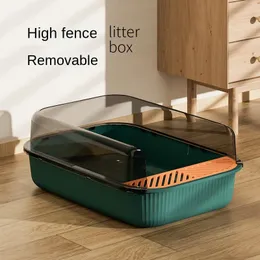 Other Cat Supplies Large Capacity Litter Box Semiclosed Plastic Sand for Cats Pet Toilet Anti Splash Tray Cleaning Bath Basin 230810
