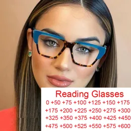 نظارات القراءة الأزياء نظارات القراءة مربعة غير منتظمة للنساء واضحة مضادة للضوء ضوء ألوان مزدوجة الأنثى النظارات TR90 نظارات 230809