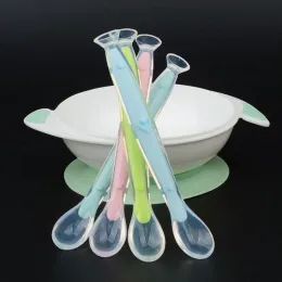 2022 new Old Cobbler Newborn Baby Products Silicone Feeding spoon Soft head With suction cup Set box Custom wholesaleZZ