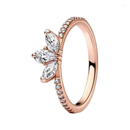 Cluster Rings Herbarium Stack Finger For Women Wedding Bands Rose Gold Jewelry Prong Setting Clear CZ Marquise Pear Flower Petal