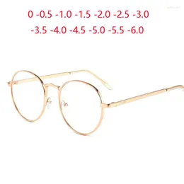 Solglasögon Rose Gold Frame Oval Myopia Glasögon Färdiga kvinnor Metal Student närsynta glasögon 0 -0.5 -1.0 -1.5 till -6.0