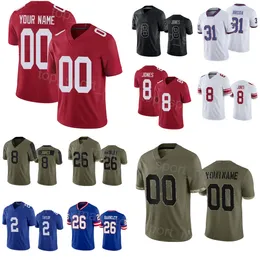 Uomini all'ingrosso uomini per bambini da donna football 8 Daniel Jones Jersey 26 Saquon Barkley 31 Matt Breida 23 Gary Brightwell 2 Tyrod Taylor 36 Deonte Banks Green Salute al servizio blu r