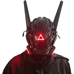 Cyberpunk mask Cosplay men's technology sense triangle light masquerade mask Halloween for party music festival accessories HKD230810