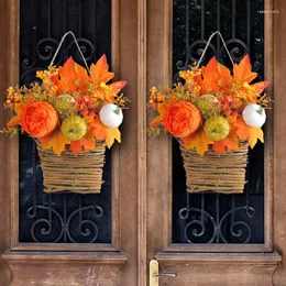 Fiori decorativi Ringraziamento Cesto di fiori di zucca artificiale Ghirlanda appesa Ghirlanda Porta d'ingresso Giardino Decorazioni per la casa Goccia