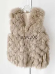 Kurtki damskie Fetaylor Nowa jesień zimowa bez rękawów Faux Fur Kurtka Kobiet moda Vneck sztuczna kamizelka lisów żeńska swobodna stała kolorowy kolor j230810