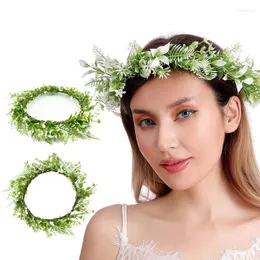 Decorative Flowers Eucalyptus Leaf Hairbands Beach Headband Artifical Flower Hair Wreath Vacation Pography Party Bridesmaid Headdress Decor