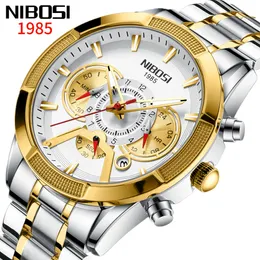 Armbandsur 2023 Original Nibosi Mens Watches äkta Top Brand Luxury Sports Watch Men Big Dial Waterproof Stop Function Relogio Masculino 230809