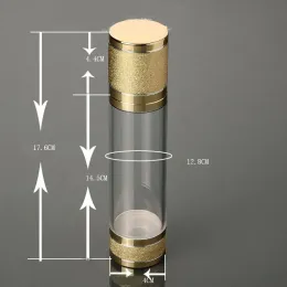 Partihandel varm 100 ml guldplast luftlös flaska, 100 ml plastlotionflaska med luftlös pump, guldlock kan användas för kosmetisk förpackning ll