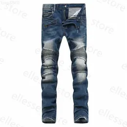 2023 Projektanci męskie dżinsy w trudnej sytuacji Rower Biker Slim Fit Motorcycle Denim dla mężczyzn najwyższej jakości Mans Pants pour hommesxzv7