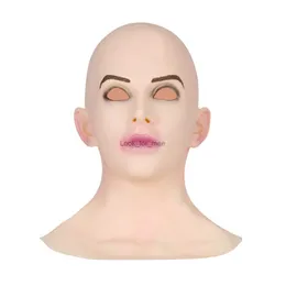 Adult Full Head Mask High Quality Female Shaped Silicone Crossdresser Headgear Halloween Cosplay Accessory Masque Horreur HKD230810