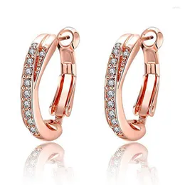 Hoop Earrings 925 Sterling Silver Inlaid Zircon 14K Rose Gold For Women'S Charm Jewelry Gift