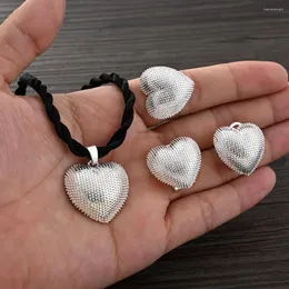 Necklace Earrings Set Ethiopian Ethnic Heart Jewelry Ring Silver Color Africa Wedding Eritrea Habesha Sets