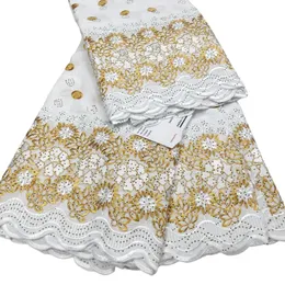 Swiss Voile Lace Tyg African Women 5 Yard Rhinestones Bröllop Formell klänning Bomull Textil Damkläder Dentelle Kvinnlig middagsklänning Högkvalitativ 2023 YQ-8055