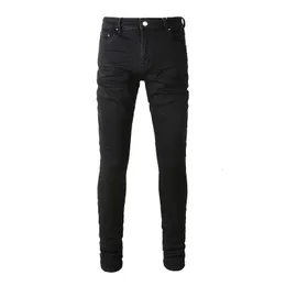 Mens jeans ankomster svart nödställda smala passform regelbundet tomt streetwear modestil vanlig super mager hög sträcka rippad 230809