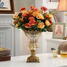 Luksusowy kryształowy wazon kwiatowy estetyczny szkło nordyckie wazony na żywo wazony hydroponiczne artififi dekoracja salonu dekoracja domu hkd230823
