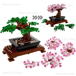 Bonsai Tree Fit 10281 Flower Bouquet Perpetual 3D Building Build Set Bricks Model Home Decoration Plant Potted Toy Ld Gift T230810