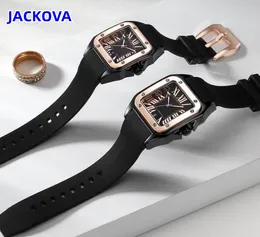 Square Roman Tank Men women Watch rubber strap ICE-Out Bling Hip Hop lovers Janpan Quartz movement stainless steel case all the crime super watches Unisex Gifts