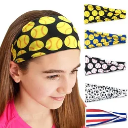 Softball Sports Ball Ball Opaski Dziewczyny Yoga Fitness Kobiet Akcesoria Druki Bandannas Wide Running Baseball Hairbandzz