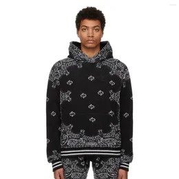 Men's Hoodies 2023 High Quality Black Knitted Vintage Paisley Print Men Women Pullover Embroidered Long-sleeved Letter Sweatshirt