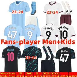 23 24 هالاند كرة القدم القميص Mans مدن نهائي Istanbul Kit Mahrez Grealish de Bruyne Foden Football Shirt Kids 2023 2024 J.Aarez Mancheste