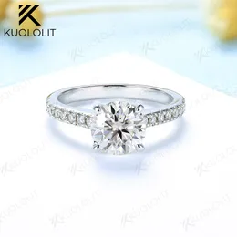 Bröllopsringar Kuololit 2CT Lab Grown Diamonds Rings for Women Solid 14K 10K Vitguld 1CT Sparkle For Jubileum Wedding Engagement Classic 230810