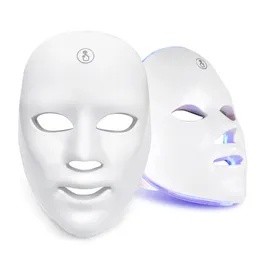 Ansiktsmassager 7 färger pon terapi LED Mask Skin Rejuvenation Draw Acne Anti Wrinkle Korean Face Neck Beauty Spa Instrument 230809