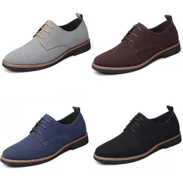 2023 Large size matte leather business casual shoes men black brown grey anti-suede sneakers breathable