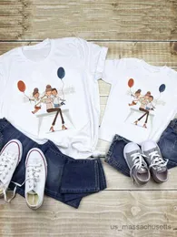 Aile Eşleşen Kıyafetler Kadınlar Çocuk Çocuk Suluboya Köpek 90s Yaz Ailesi Eşleşen Kıyafetler Anne Anne Tshirt Tee T-Shirt Giyim R230810