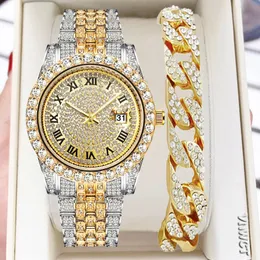 Andra klockor Diamond Men Women Gold Watch Ladies Wrist Luxury Unisex Armband Female Clock Relogio Feminino 230809