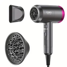 Lightweight 1600W Hair Dryer - Fast Drying, 3 Heat Settings & Infinite Speed Control - Includes Diffuser & Concentrator Nozzles - Perfect for Home & Travel